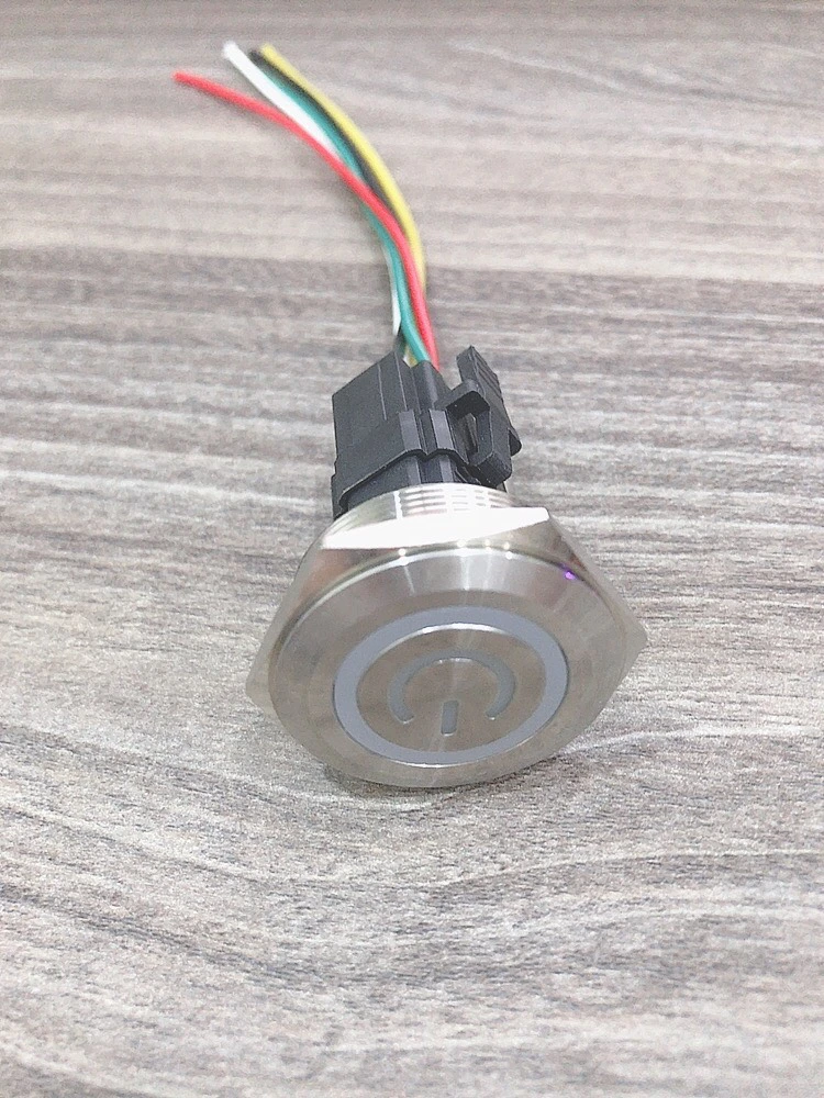 Công tắc kim loại 30mm LED nguồn 220V Nhấn khóa/Trắng