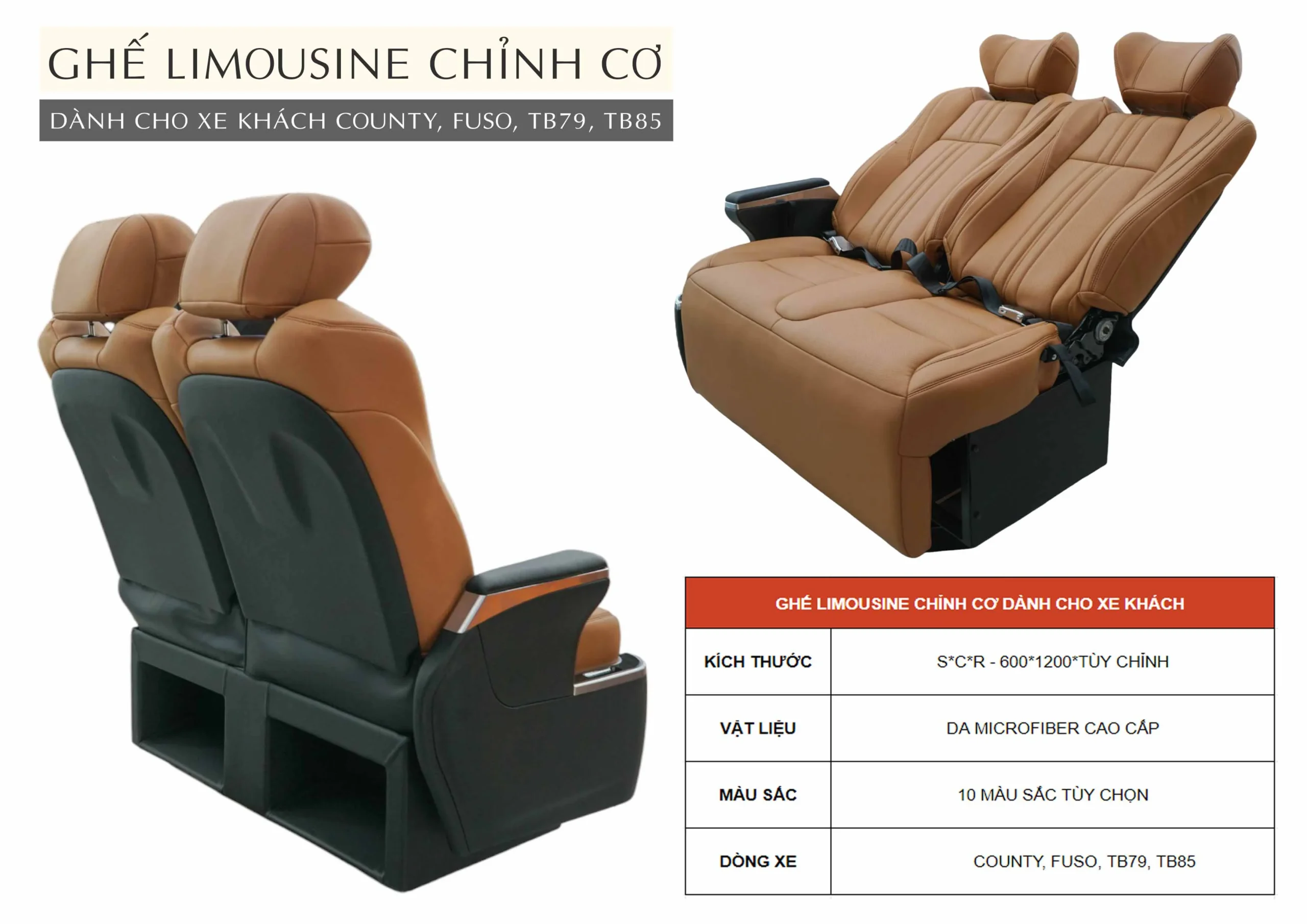 BROCHURE GHẾ LIMOUSINE CHỈNH CƠ XE KHÁCH COUNTY, FUSO, TB79, TB85
