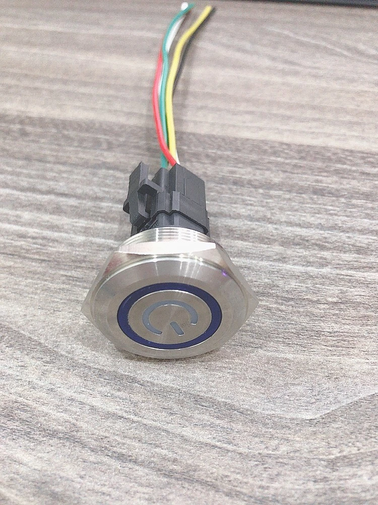 Công tắc kim loại 30mm LED nguồn 220V Nhấn khóa/Trắng