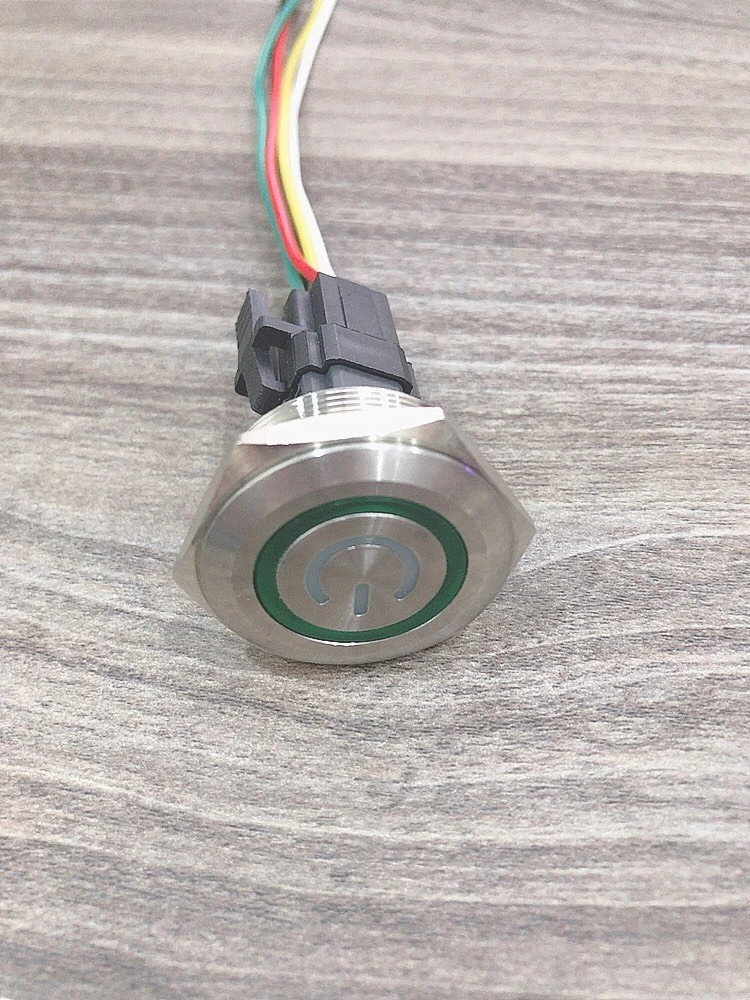 Công tắc kim loại 30mm LED nguồn 220V Nhấn khóa/Trắng