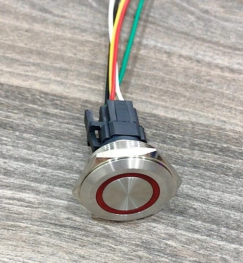 Công tắc kim loại 30mm LED nguồn 220V Nhấn khóa/Trắng