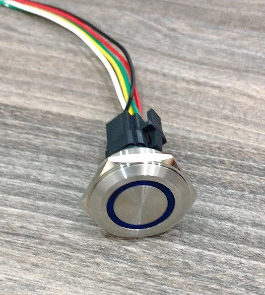Công tắc kim loại 30mm LED nguồn 220V Nhấn khóa/Trắng