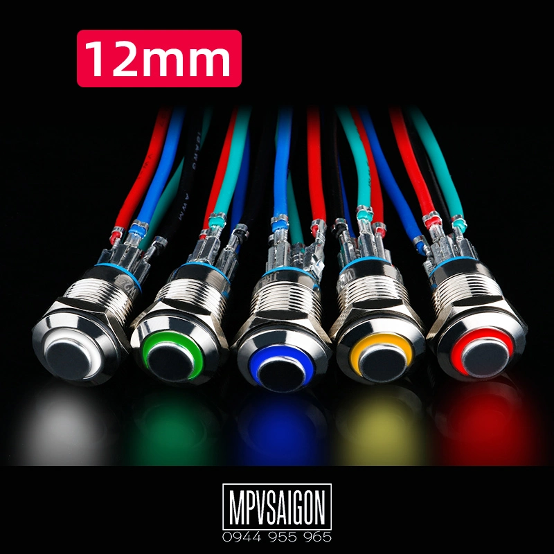 Công tắc LED 12mm đầu cao 12V 24V Nhấn nhả
