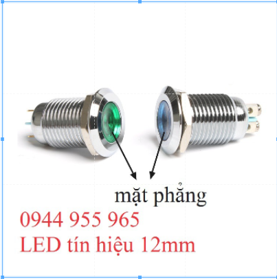 LED tín hiệu 12mm kim loại đầu bằng chống nước chống gỉ sét 12V ô tô tàu thuyền tủ điện y tế ô tô