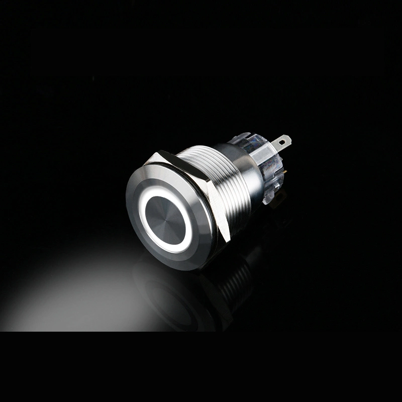 Công tắc kim loại LED 30mm hình nguồn 12V 24V Nhấn nhả
