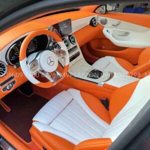 Benz C300 bọc da đổi màu nội thất cam Hermes phối trắng