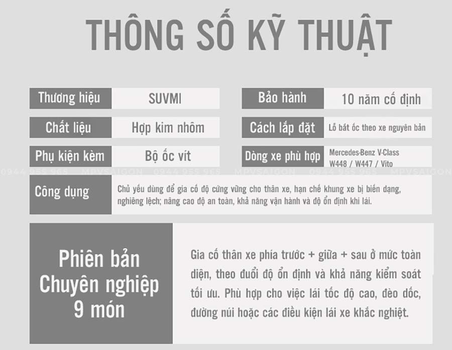 Bộ thanh giằng cân bằng xe Mercedes Benz V250