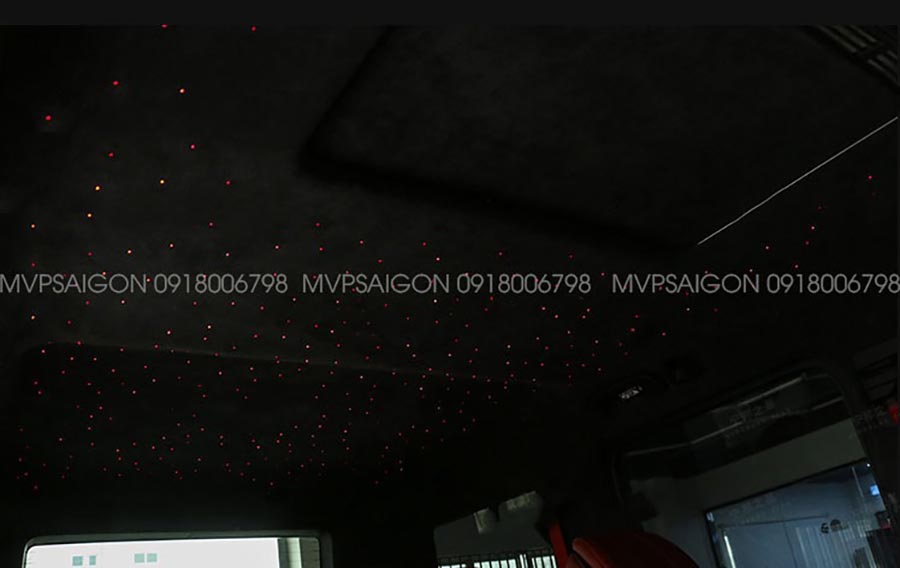 Bọc trần da lộn Alcantara - thi công LED trời sao Benz G-class G500