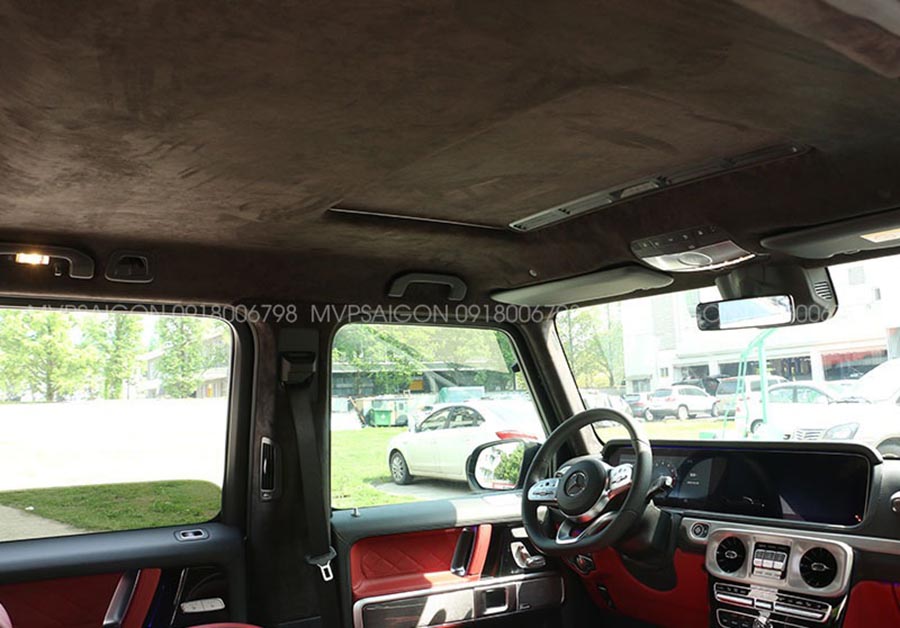 Bọc trần da lộn Alcantara - thi công LED trời sao Benz G-class G500