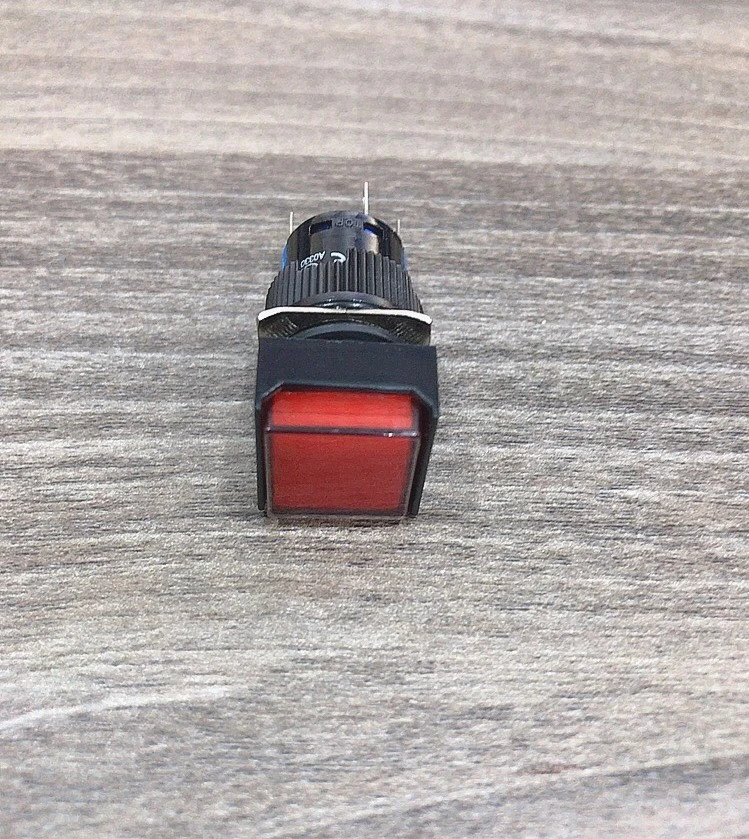 Công tắc 16mm mặt vuông thân nhựa nhấn nhả