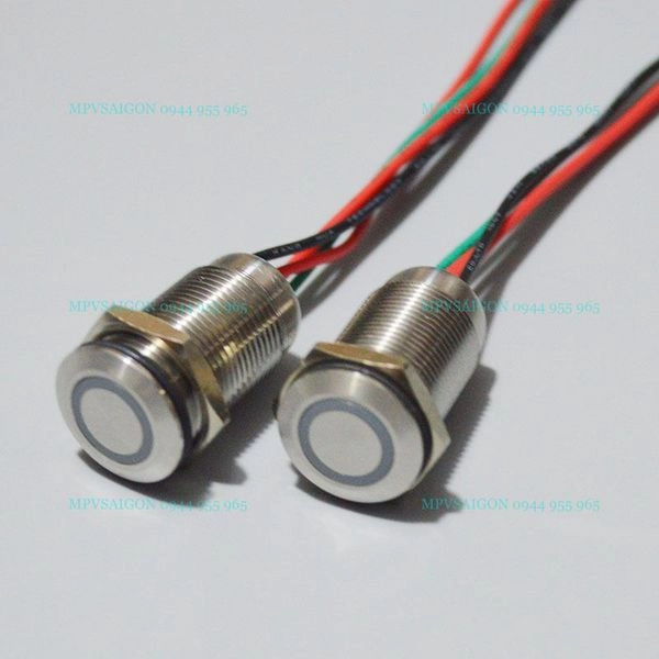 Công tắc kim loại cảm ứng 16mm LED 12V chạm khóa chống nước ô tô tàu thuyền thiết bị y tế điện