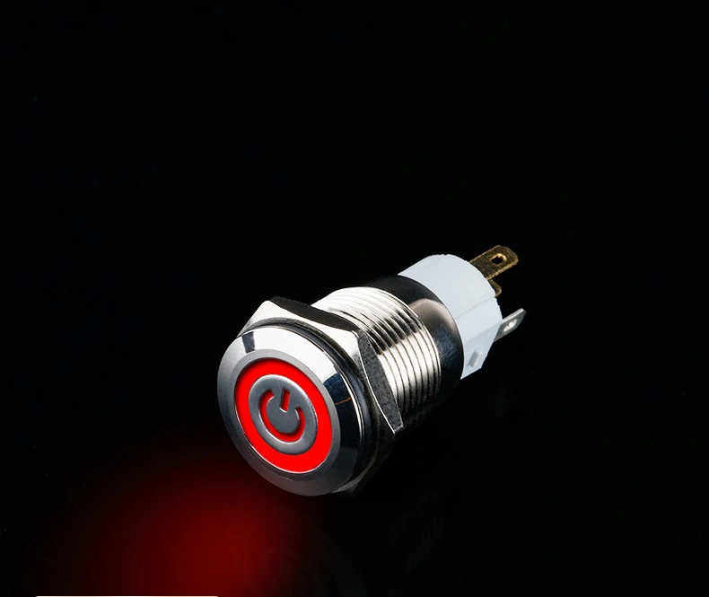 Công tắc kim loại 22mm LED nguồn 12V 24V Nhấn khóa/ Lock