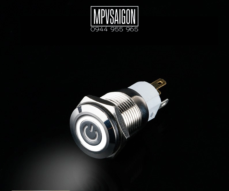 Công tắc 16mm LED nguồn nhấn khóa thân ngắn