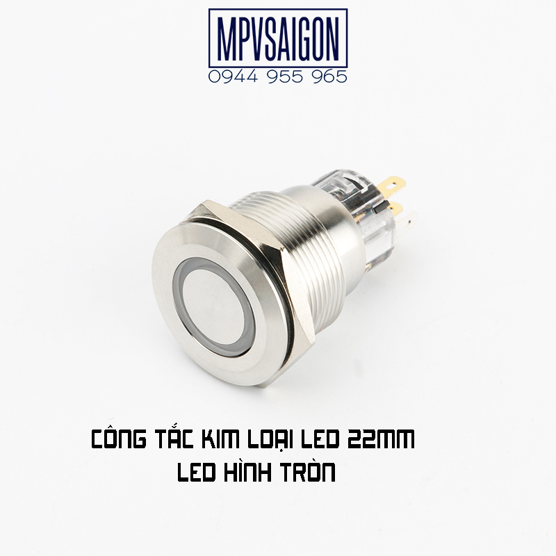 Công tắc kim loại 22mm LED tròn 12V 24v Nhấn khóa
