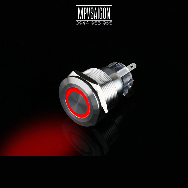 Công tắc kim loại 22mm LED tròn 12V 24V Nhấn nhả