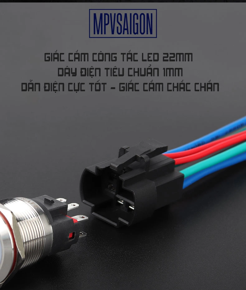 Công tắc 22mm LED tròn 220v