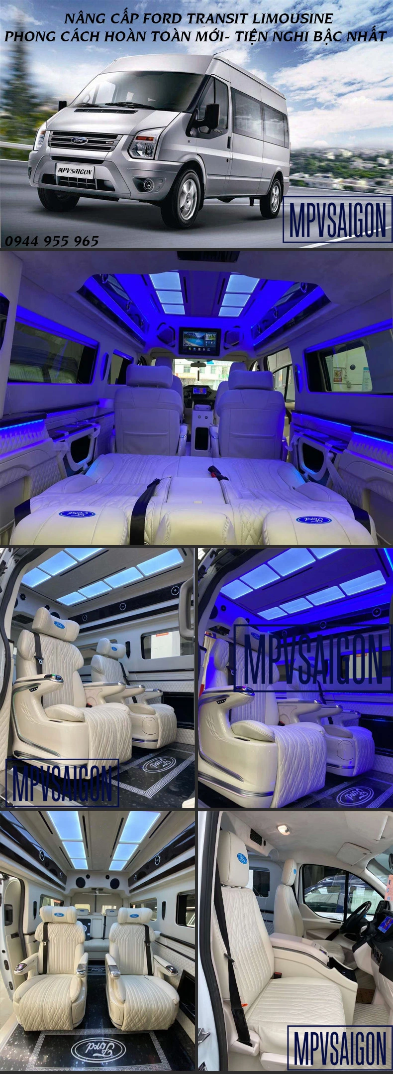 Nâng cấp ghế Nội thất Ford Transit VIP Limousine: Kinh nghiệm và bảng giá mới nhất