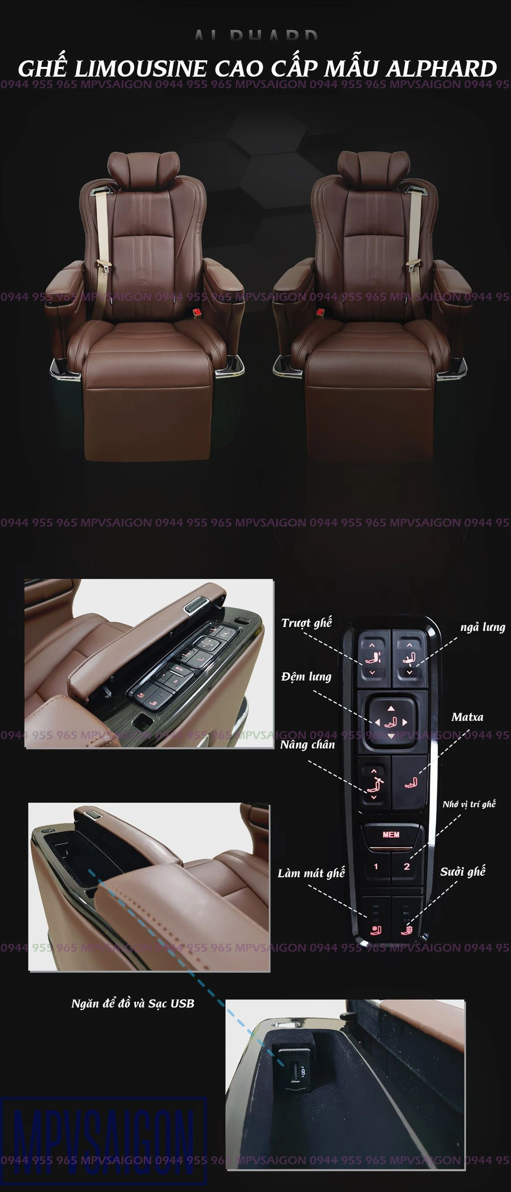 Nâng cấp ghế Limousine Mercedes V250 mẫu Alphard