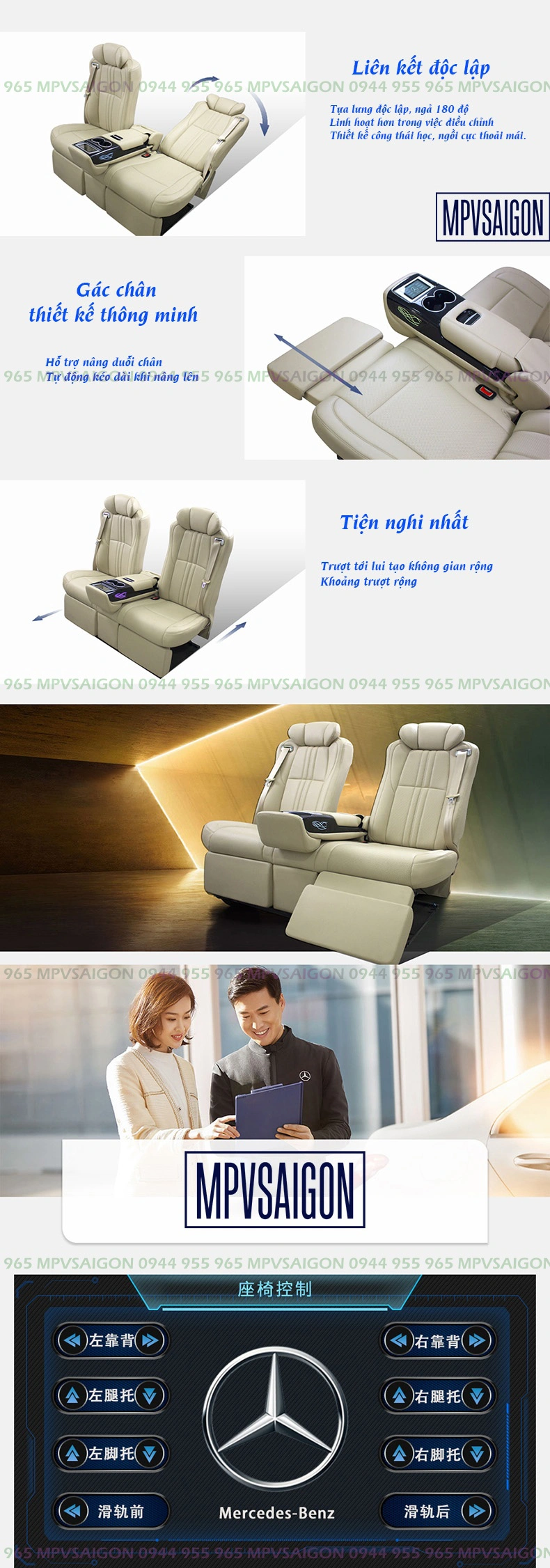 Nâng cấp ghế Limousine Mercedes V250 mẫu Alphard