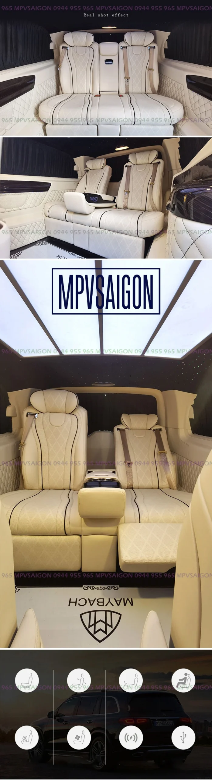 Nâng cấp ghế Limousine Mercedes V250 mẫu Alphard