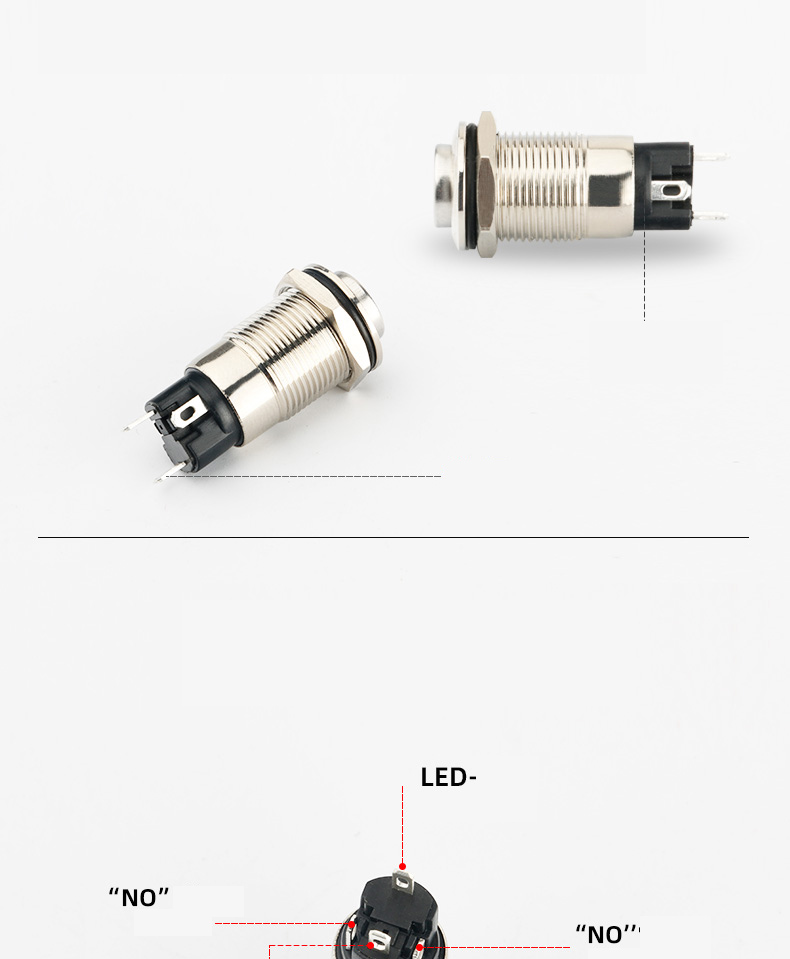 Công tắc kim loại 12mm LED nguồn Nhấn khóa
