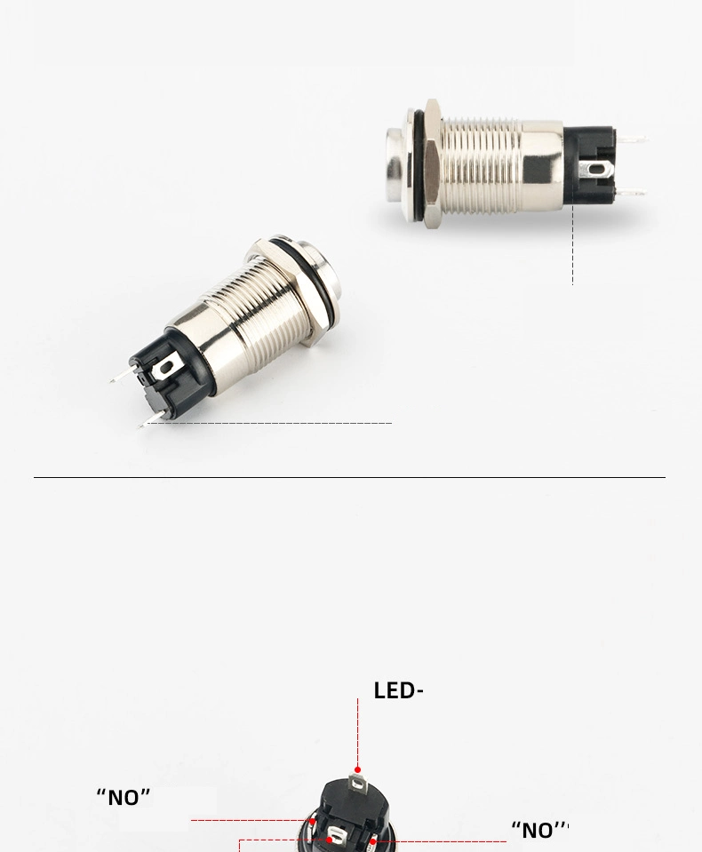 Công tắc 12mm kim loại đầu cao (chân giắc ghim)