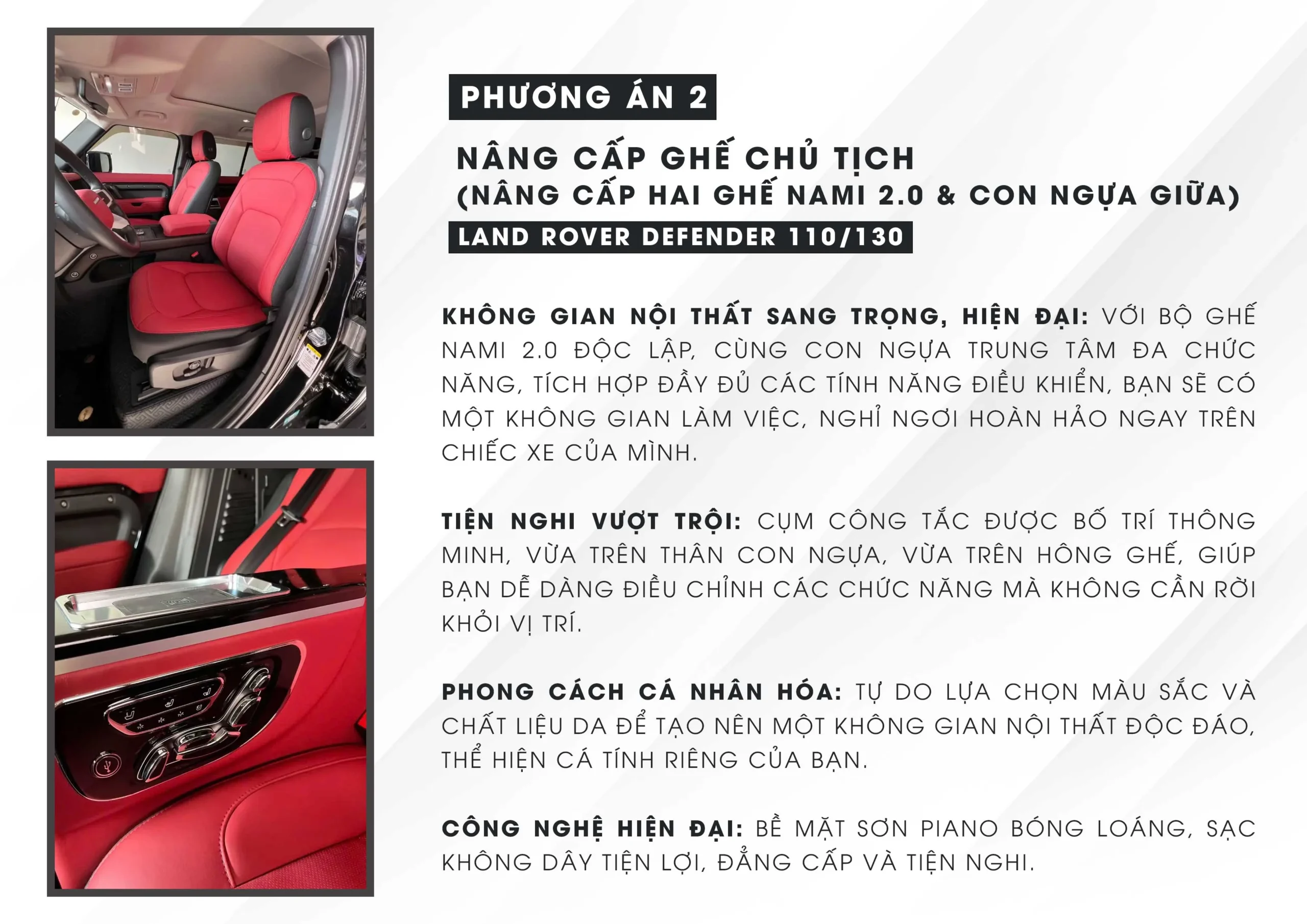 Land Rover Defender 110/130: Kinh nghiệm và các phương án nâng cấp ghế chủ tịch mới nhất