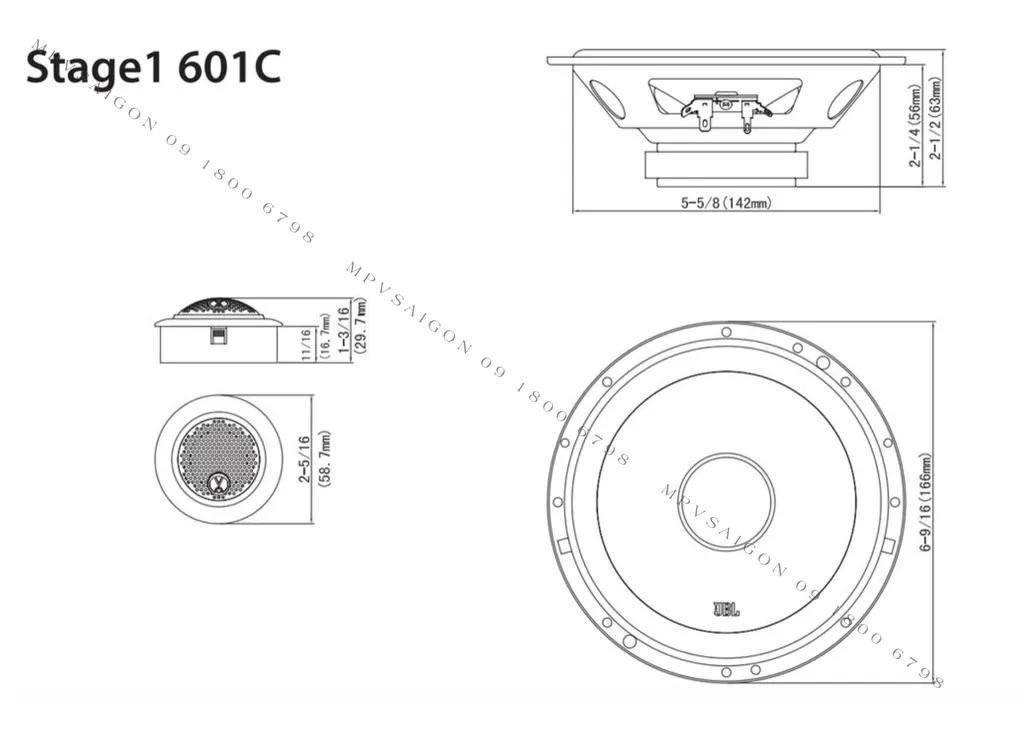 Loa phân tần lắp trên xe ô tô JBL STAGE1 601C