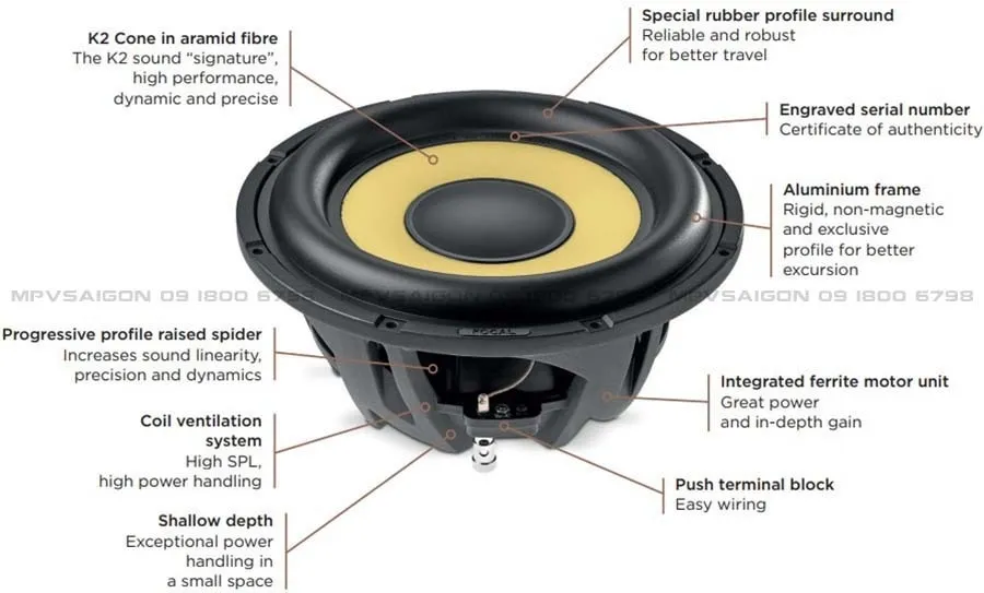 Focal Sub 25 KXS - Sub hơi 10 inch mỏng với màng loa aramid fiber đẳng cấp