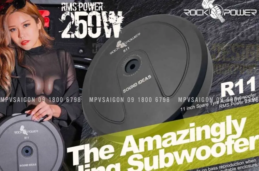Loa sub Rockopower R11 250W RMS đặt bánh xe dự phòng