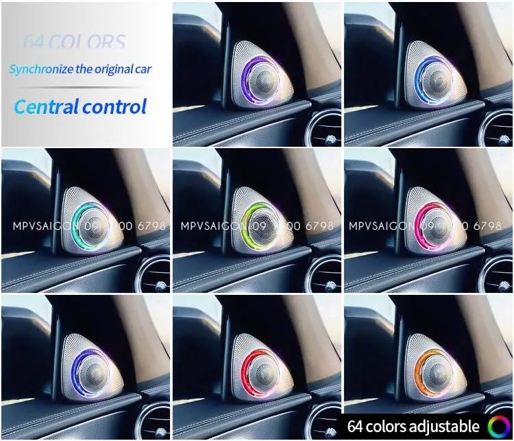 Loa Xoay 3D Burmester Led 64 Màu Cột A cho xe Mercedes-Benz C-Class, GLC-Class, E-Class, S-Class