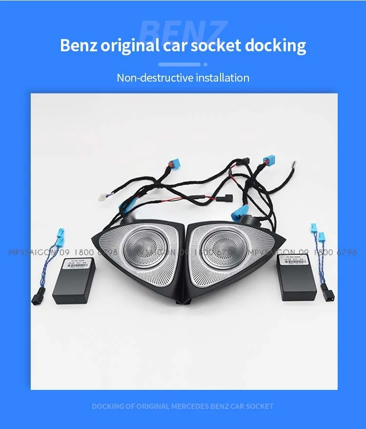 Loa Xoay 3D Burmester Led 64 Màu Cột A cho xe Mercedes-Benz C-Class, GLC-Class, E-Class, S-Class