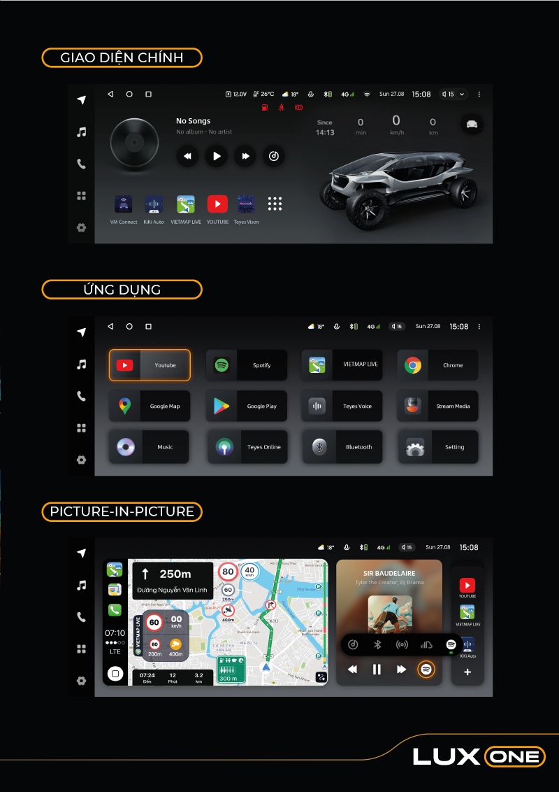 Màn hình android dành cho xế sang Mercedes, BMW, AUDI - Lux One