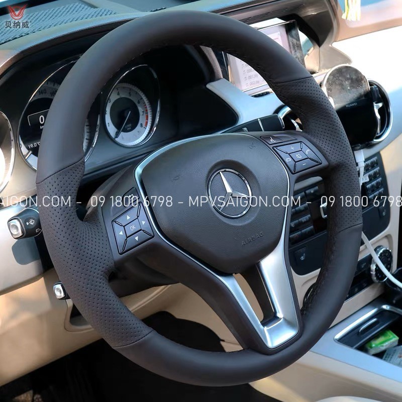 May da bọc da vô lăng Mercedes Benz da Nappa - da nhập cao cấp