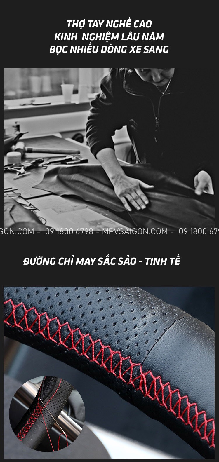 May da bọc da vô lăng Mercedes Benz da Nappa - da nhập cao cấp