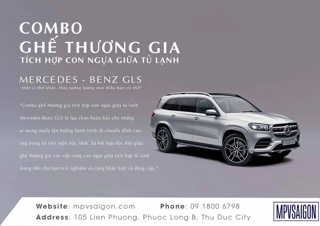 Mercedes - Benz GLS - BROCHURE Combo Ghế Thương Gia Tích Hợp Con Ngựa Giữa Tủ Lạnh