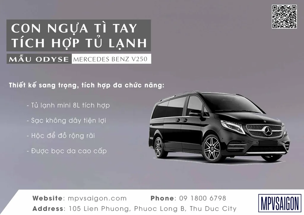 MERCEDES BENZ V250 – BROCHURE CON NGỰA TÌ TAY TÍCH HỢP TỦ LẠNH MẪU ODYSE