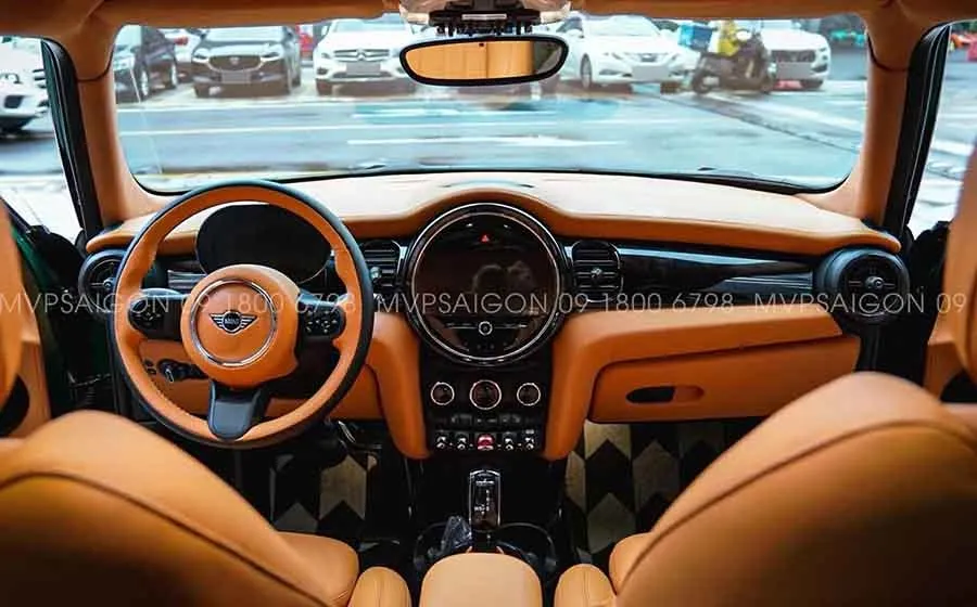 Mini Cooper bọc da đổi màu nội thất cam Hermes