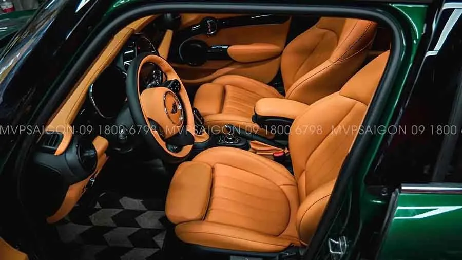 Mini Cooper bọc da đổi màu nội thất cam Hermes
