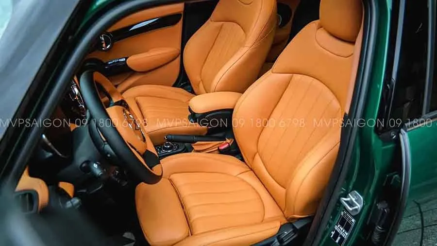 Mini Cooper bọc da đổi màu nội thất cam Hermes