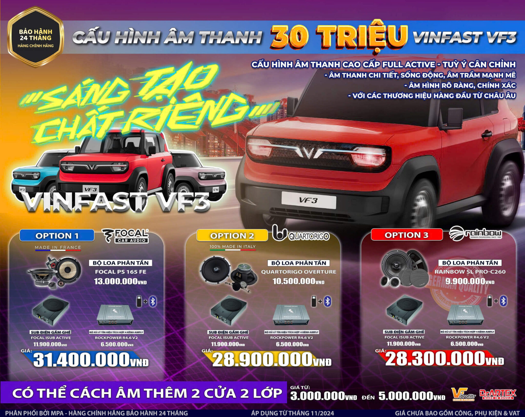 NÂNG CẤP ÂM THANH CHO VF3: GIẢI PHÁP TOÀN DIỆN TỪ FOCAL VÀ RAINBOW, ROCKPOWER