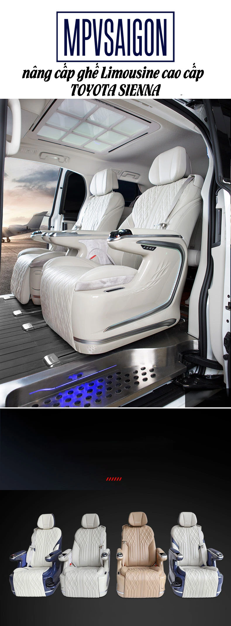 Nâng cấp ghế Limousine Toyota Sienna - Mẫu pha lê Crystal 2