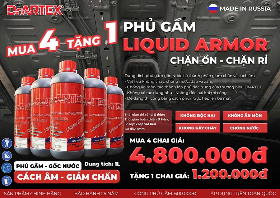 PHỦ GẦM CÁCH ÂM KIÊM CHỐNG GỈ SÉT DR. ARTEX (2 trong 1)