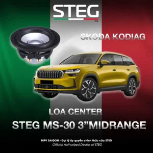 Skoda Kodiag phục hồi loa center vị trí lỗ chờ sẵn STEG MS-30 3”MIDRANGE