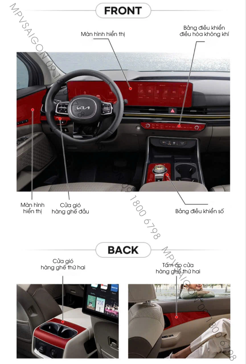 Thi công dán PPF nội thất KIA Carnival 2020-2022 2024 2025