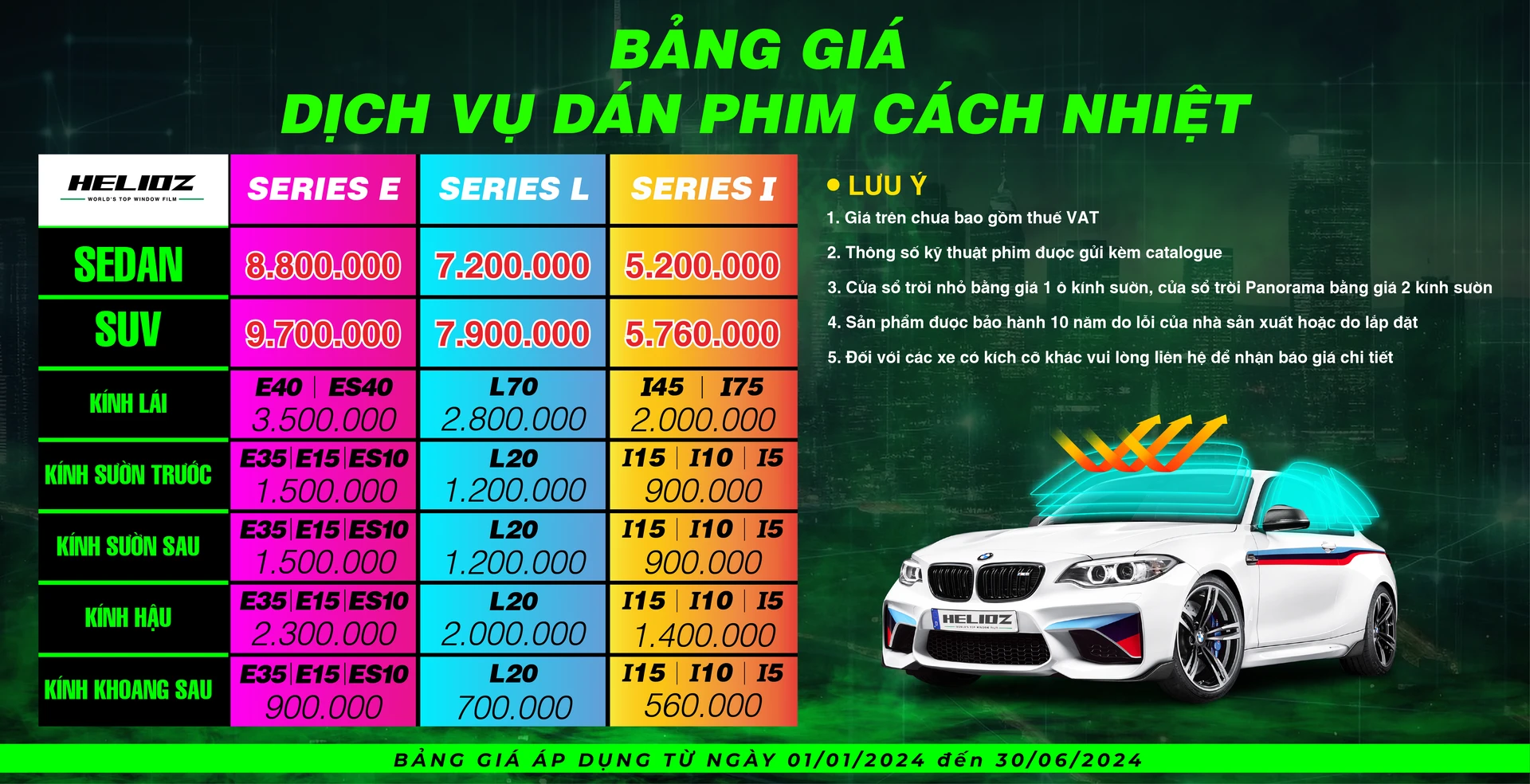 Thi công phim cách nhiệt Helioz tại MPVSAIGON: Báo giá mới nhất 2024