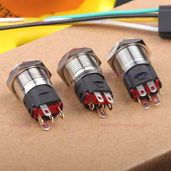 Công tắc 19mm LED tròn đầu cao nhấn nhả